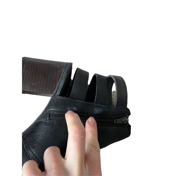 Sorel Addington Leather Strappy Back Block Heel Booties Women's Size 8 Black - Picture 8 of 14